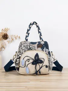 Boho Ethnic Handwoven Flower Crossbody Bag, Casual Lightweight Bag, Original Design Multi-Layer Small Batch, Single Shoulder Strap, Three-In-One Style