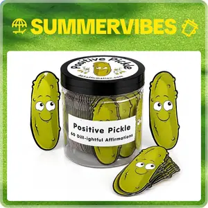 60 sheets Positive Pickle Affirmation Jar, Emotional Support Gift for Coworker, Funny Stress Relief Jar with 60 Unique Quotes, Positive Daily Messages, Cute Affirmation Cards for Women, New Job, Congratulations Gift, Pickle Ornament
