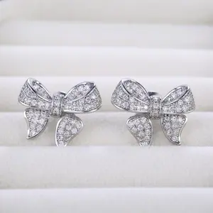 Women's Elegant Bowknot Design Stud Earrings (1Pair), Exquisite Trendy Stud Earrings, Fashionable Jewelry for Women for Daily & Party Decoration,New year gift,Wedding Earrings,Valentine's Day gift