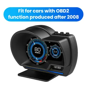Car OBD2+GPS Head Up Digital Display for OBD2-enabled Cars (2008+) Gauge Speedometer, KM/H MPH with OBD Multifunctional LCD Ambient Light Multi-Function Display truck accessories Christmas gifts