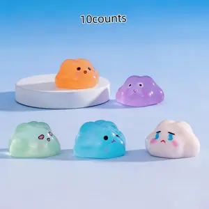 Random Color Mini Luminous Cloud Resin Decoration, 10pcs/set Cute Mini Resin Decoration, Miniature Garden Decor Supplies for Home Garden