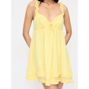 Cider Chiffon Sweetheart Ruffled Babydoll Mini Dress
