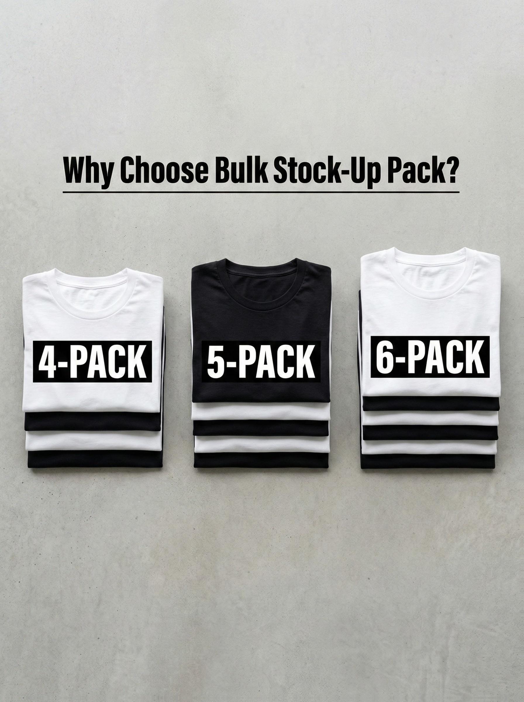 5-Pack Unisex Black & White Essential T-Shirts Bulk Bundle | Regular Fit Breathable Fabric | Year-Round Comfort | Ideal for Home Lounging & Office Workwear