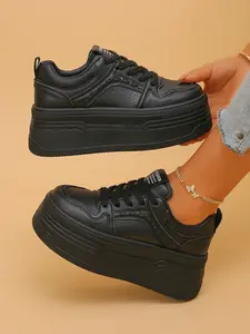 Women's Wedge Heel Thick Sole Sports Shoes, Comfortable Casual Sneakers for Daily Wear, Stylish Athletic Footwear for Women