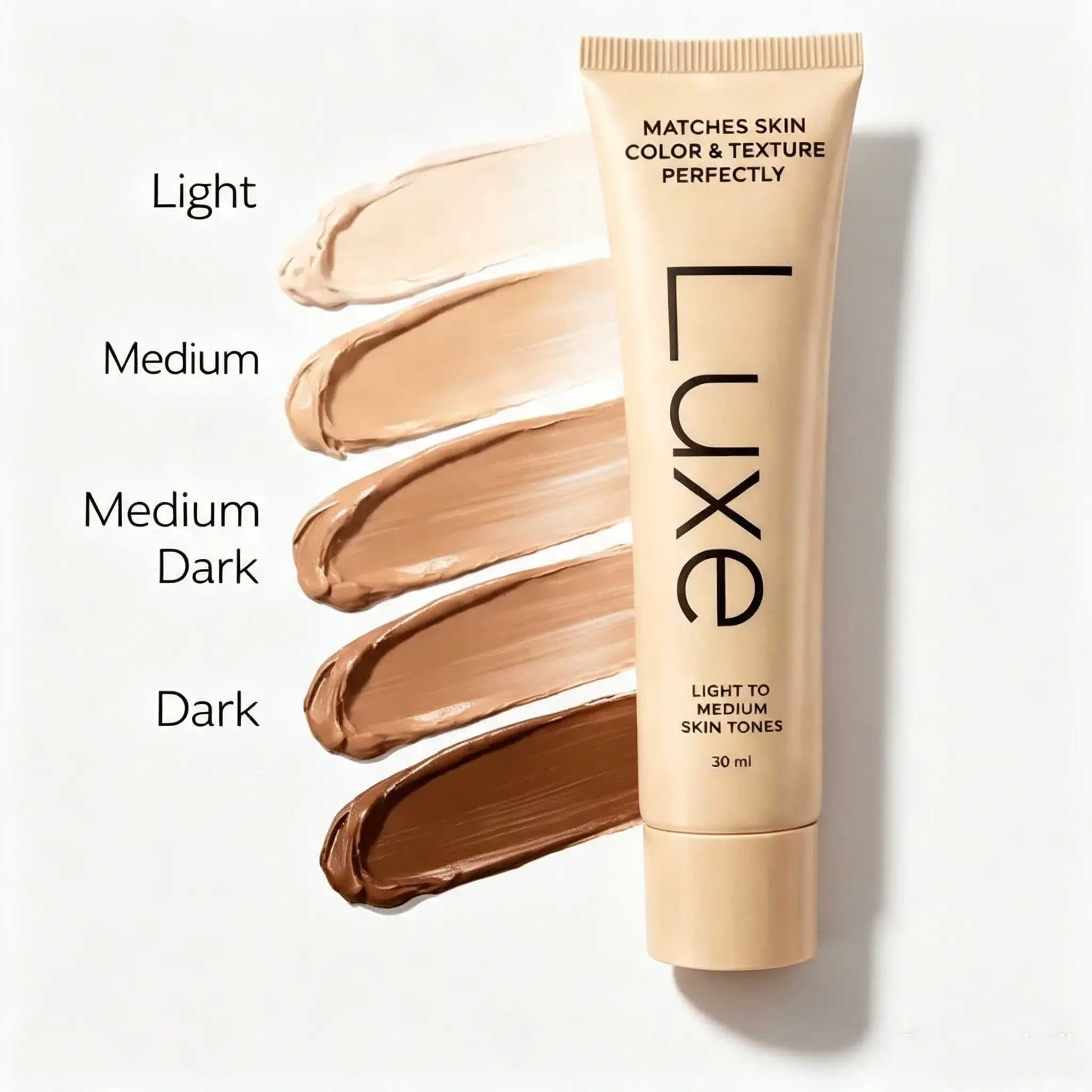 Luxe Color Changing Foundation for WomenIAdaptive Skin Tone Matching Foundation IBuildable Coverage with Natural Dewy FinishI Lightweight, 12-Hour Wear | Light toMedium & Medium Dark to Dark Shades