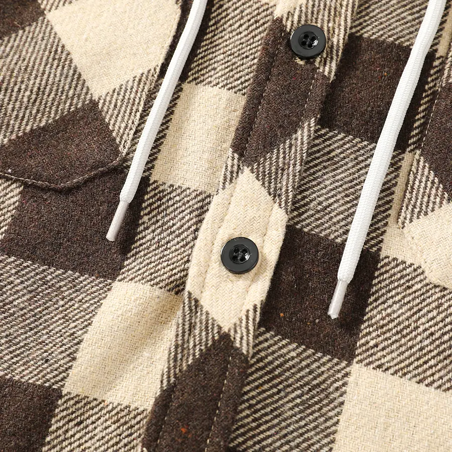 Men’s versatile hooded plaid flannel two-piece set featuring a loose-fit button cardigan that suits all body types; one jacket suitable for lounging, commuting, short workouts, and in-person dates. shirt men Men’s versatile hooded plaid flannel two-piece set featuring a loose-fit button cardigan that suits all body types; one jacket suitable for lounging, commuting, short workouts, and in-person dates. shirt men