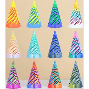 12Pcs Mini Spiral Cone Pyramid Fidget Toy, 3D Printed Impossible Cone Passthrough, Mini Vortex Thread Illusion Desk Deco, Anxiety & Stress Relief, Gift for Adults & Kids (Cone-12 PCS)