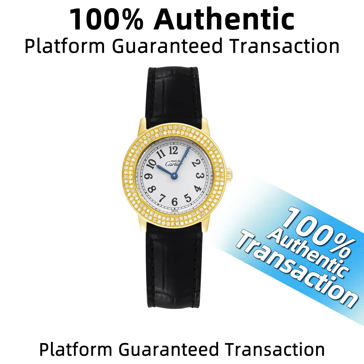 Cartier 21st Century Collection  Quartz movement  26 mm  White dial  Gold-plated silver with aftermarket diamonds  Ladies’ watch WHT023185
