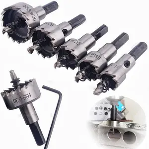 5pcs Durable Hole Saw Kit  - No-Wear Cutting,Heat-Resistant Blades Drill Clean Holes in Steel, Iron & Stainless Steel Without Blunting,Professional Metal Hole Saw Set