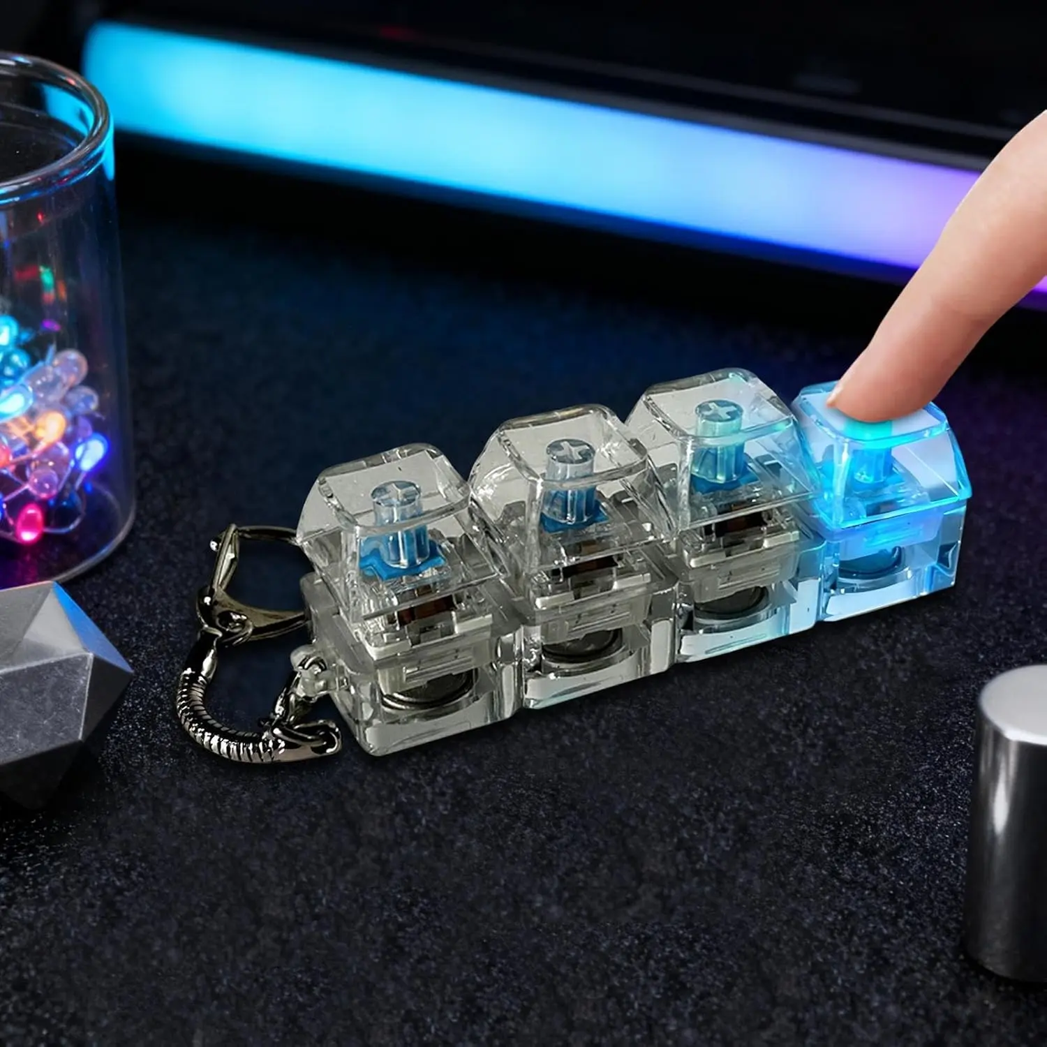 Keyboard Fidget Toy, Transparent Fidget Keyboard Toys Clicker Cute Fidgets Keychain Decoration for Adults Relief Stress Anxiety Office Work