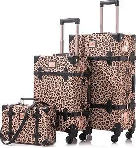 Vintage Style Luggage Set with TSA Lock or combination lock for Women Travel, Spacious Storage Business Trip Suitcase