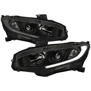 2016-2021 Honda Civic LED Strip Factory Style Projector Headlights (Matte Black Housing/Smoked Lens)