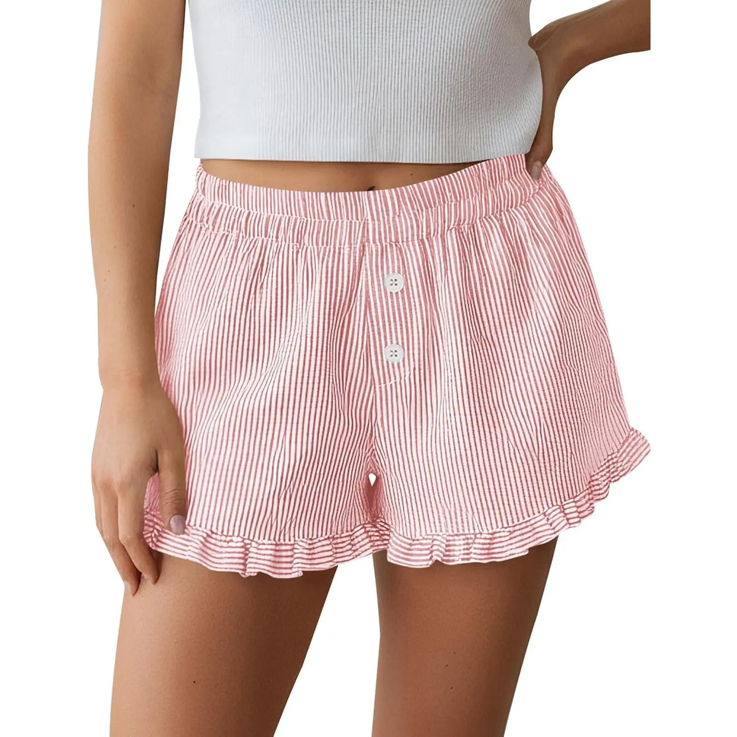 Women's Boxer Shorts Y2K Ruffle Pajama – 2026 Summer Spring Lounge Sleep Shorts, Striped Casual Beach Pj Bottoms with Pockets, Cute Comfy Cotton Shorts – S-XXL Women's Boxer Shorts Y2K Ruffle Pajama – 2026 Summer Spring Lounge Sleep Shorts, Striped Casual Beach Pj Bottoms with Pockets, Cute Comfy Cotton Shorts – S-XXL