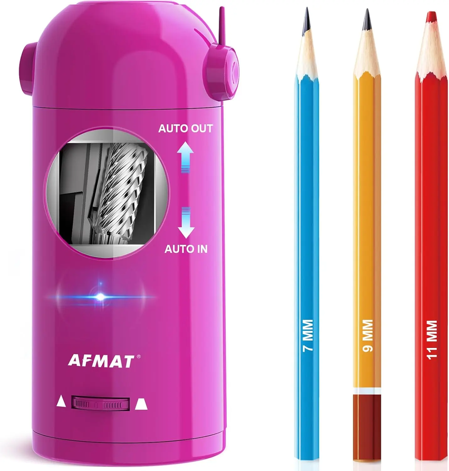AFMAT PSX5 Electric Pencil Sharpener for Classroom, Automatic Pencil Sharpener for Kids & Colored Pencils, 7-11.5mm Jumbo, 3 Sharpness Settings,Rechargeable Cordless Robot Sharpener for Teacher Artist