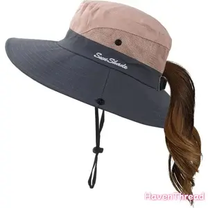 Stylish Wide Brim Sun Hat with Ponytail Hole | UV Protection, Foldable & Lightweight Cap for Women | Perfect for Beach, Fishing, Hiking & Outdoor Summer Adventures