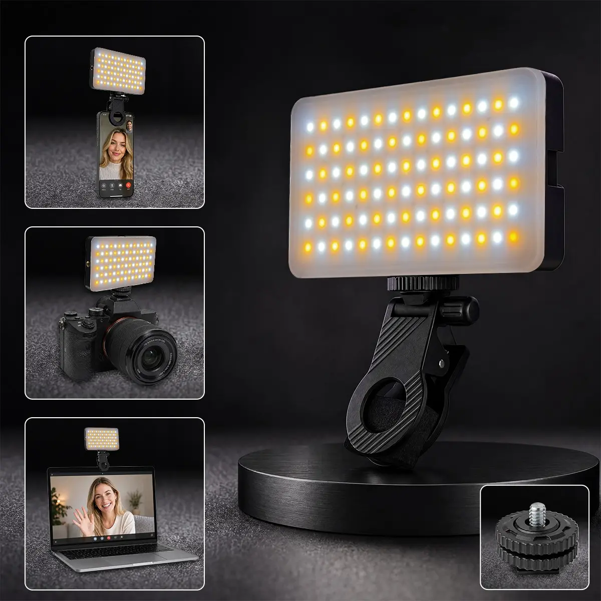 Adjustable Color Temperature Selfie Panel Light Clip, 1800mah Rechargeable Phone Selfie Lamp, Selfie Fill Light, Cell Phone Light, Portable Selfie Light, Suitable for Phones, Laptops, Makeup, Live Streaming