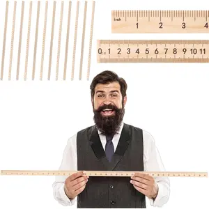 12 Pack 39 Inches Double Sided Wooden Meter Stick Yardstick 100 Centimeters Measuring Ruler, Bulk for School Classroom Home Office Kid Measuring Tailor Craft