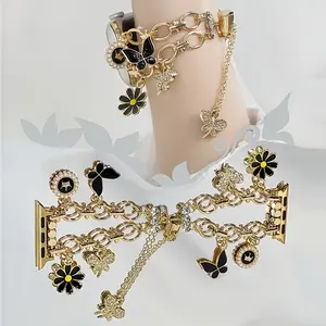 Women's Elegant Alloy Jewelry Buckle, Luxury Floral Charm Strap, Compatible with Apple Watch Series 10-1 38/40/41/42/44/45/46/49mm, Smart Watch Straps, Smart Watch Accessories