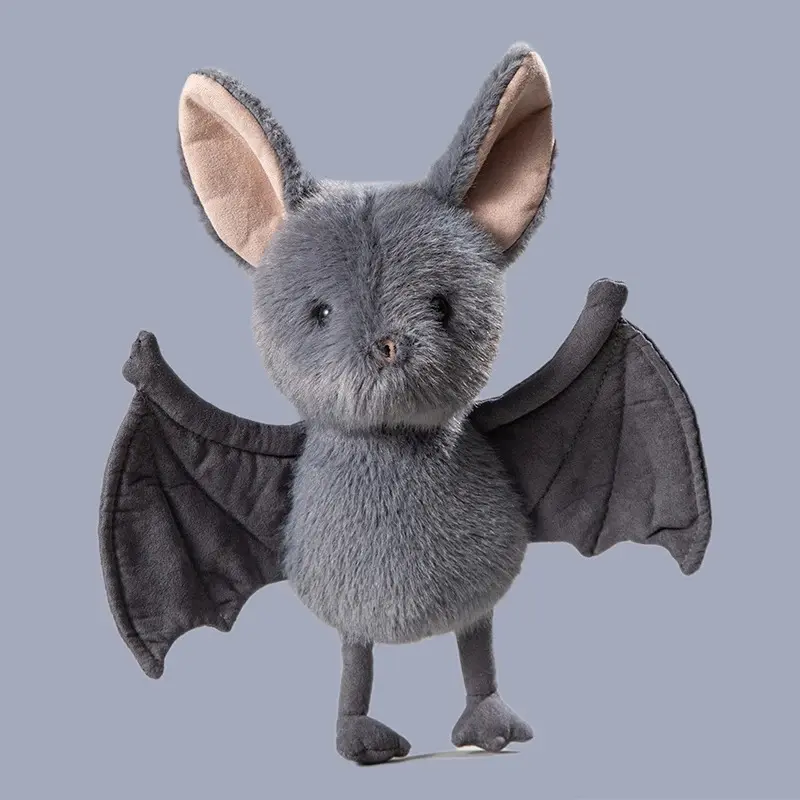 New 26cm Kawaii Hanging Bat Plush Toy Grey Broox Stuffed Animal Doll Cartoon Soft Bat Plushies Home Decor Birthday Gifts Girl