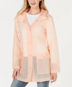 Collection B Women's Pink Hooded Slicker Raincoat