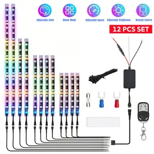 12PCS Universal Motorcycle RGB LED Light Kit Waterproof Flexible Multi Color Atmosphere Neon Accent Remote Control Underbody Lamp Strips Music Mode Adjustable for Davidson Honda Kawasaki Suzuki All 12V Motorcycle Motorcycle, ATV, SUV, Truck, Golf Cart