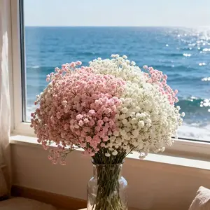 1500 artificial flowers, Artificial mixed flower (25 bouquets of white starflowers + 25 bouquets of pink starflowers) for outdoor wedding decoration, Mother's Day, birthday party, suitable for four-season decoration, applicable to weddings
