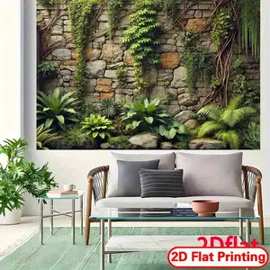 2D Printed Ivy Wall Banner, Realistic Plants and Moss Design, Indoor Outdoor Decor, Party Backdrop, Photography Props, Multiple Sizes Available, Polyester Backdrop
