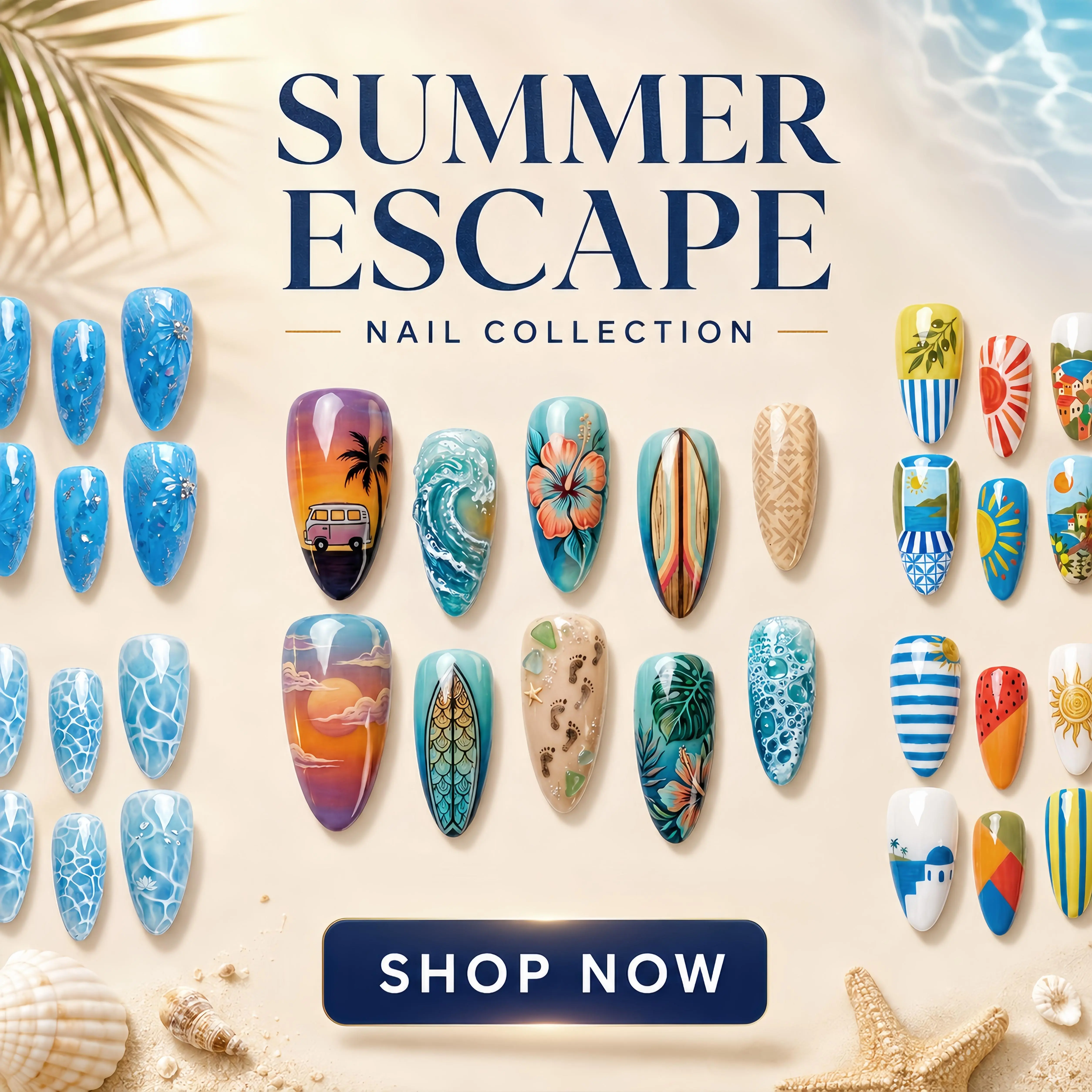 Summer Picks - Handmade Press-On Nails | Reusable, Salon-Quality, Long-Lasting, Glossy Design