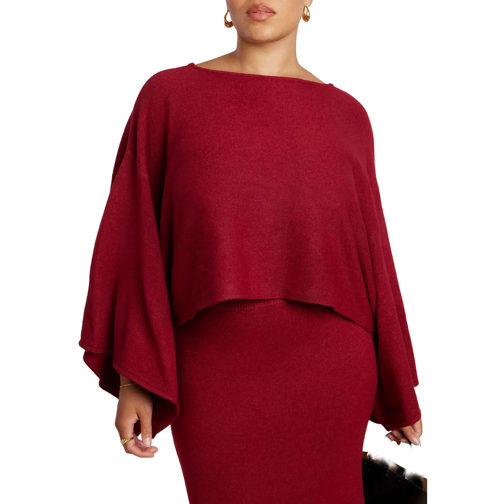 ELOQUII Women's Plus Size Draped Cropped Sweater