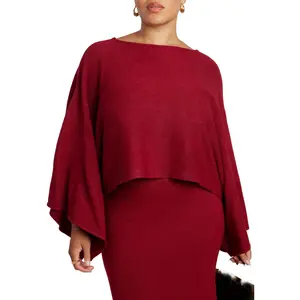 ELOQUII Women's Plus Size Draped Cropped Sweater