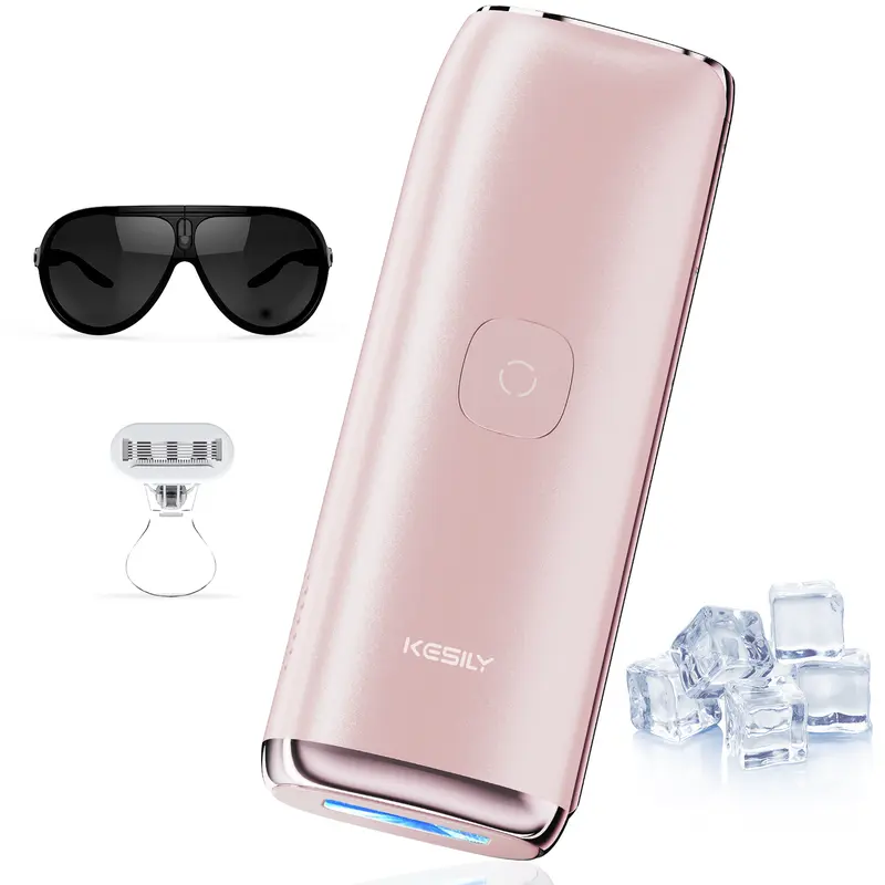 KESILY by OVUTEK Painless IPL Hair Removal Kit - Sapphire Tip Ice-Cooling Plug-In At-Home Device, Face Hair Remover, Pain Reduction, Follicle Targeting, Women's Daily Care Appliance with Charger
