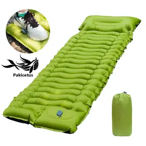 PAKICETUS Outdoor Inflatable Mattress Camping Mattress Ultra Light Mattress Camping Bed with Built in Foot Pump and Pillow Camping Equipment Essential for Backpacking Hiking