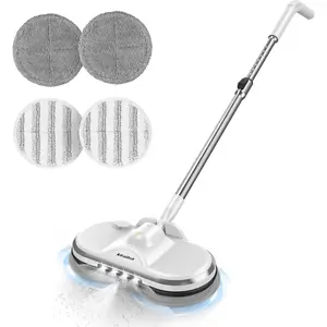 Cordless Electric Mop, Lightweight Rechargeable Floor Cleaner with Water Sprayer and LED Headlight, Ideal for Hardwood and Tile Floor Cleaning, Efficient and Easy to Use