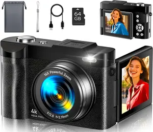 4K Digital Camera for Photography- 50MP Autofocus Vlogging Camera with 2.8" 180° Flip Screen, 16X Digital Zoom- Compact Point and Shoot Camera with 64GB SD for YouTube, Travel, Beginners