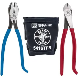 80081 Pliers Kit, Set with Ironworker's Diagonal Cutting Pliers Side Cutters and Flame Resistant Canvas Tool Bag, 3-Piece