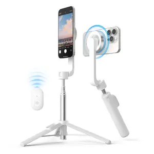 elago Magnetic Selfie Stick Compatible with MagSafe and Other Smartphones with Included Magnetic Ring - Bluetooth Remote Control, Record With TriPod Foldout