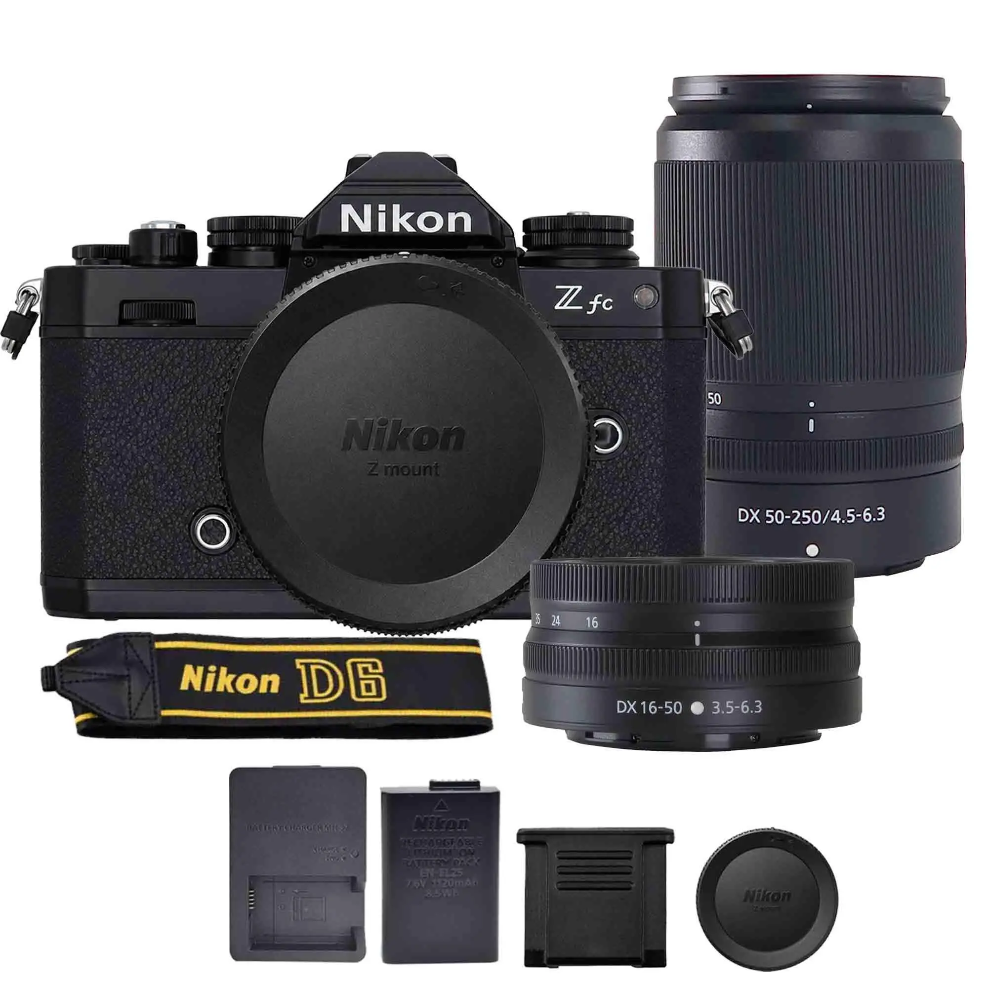 Nikon Z fc Mirrorless Camera Body - Black + Nikon NIKKOR Z DX 16-50mm f/3.5-6.3 VR Wide Angle Lens White Box + Nikon NIKKOR Z DX 50-250mm f/4.5-6.3 VR Lens