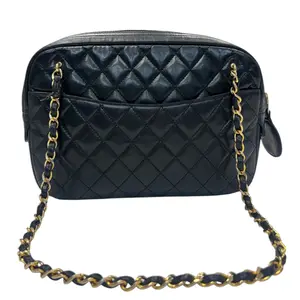 Pre-owned CHANEL Leather Shoulder Bags Black Quilted Lambskin Camera Bag
