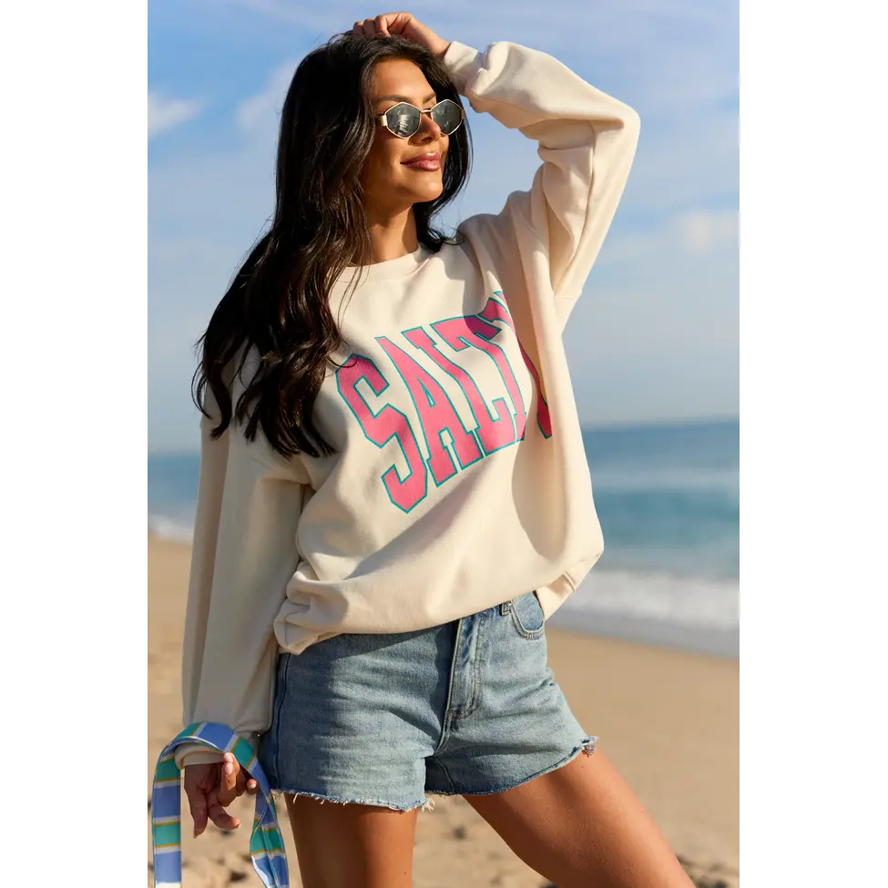 Salty Block Cream Graphic Sweatshirt