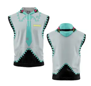 Hatsune Miku Vocaloid Unisex Basic Zip Hoodie Sleeveless Premium Fleece Medium Fit Soft Comfortable Durable Stitching Machine Washable Trendy 3D Graphic