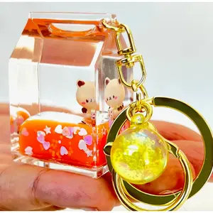 Kitty In Milk Carton Floaty Keycharm