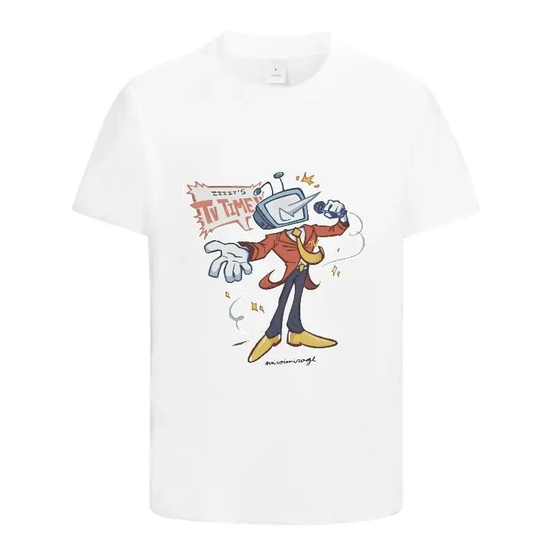 Men's bk Graphic Print T-Shirt - Casual Vintage Cotton Knit Round Neck, Breathable Short-Sleeve for All-Seasons Wear, US(Origin)