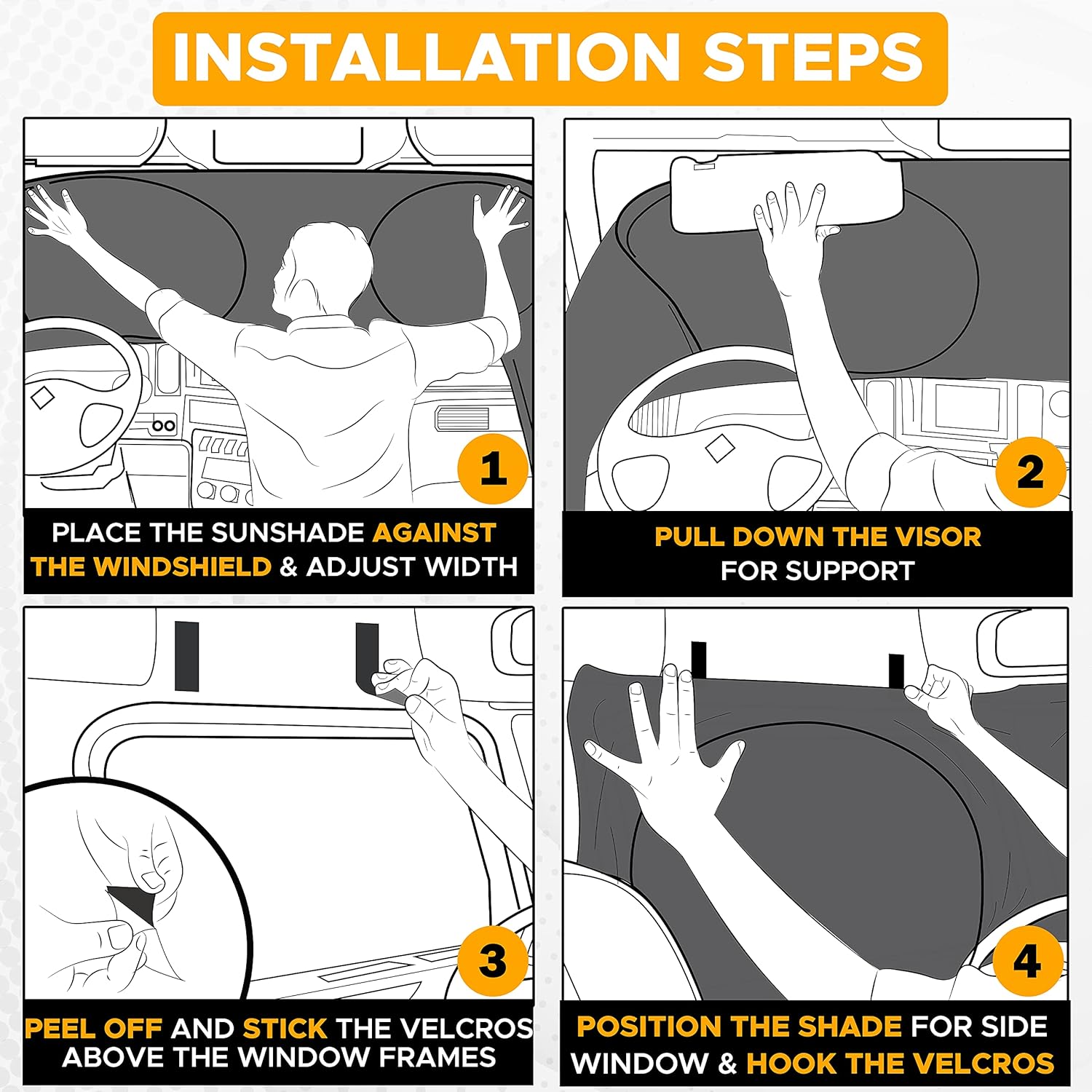Semi Truck Sunshade for Windshield and Side Windows, UV Protective Sunshade for Windshield, Maximum Coverage to Block UV/Sun Heat Rays, Best for Semi, Commercial & Big Rig Truck