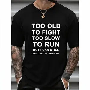 Plus Size Mens Crew Neck Short Sleeve T-Shirts - Breathable Slight Stretch Polyester Fabric, Random Letter Print, Trendy Summer Tees for Big & Tall Guys - Perfect for Casual Street Style, Spring, Summer, and Fall Seasons.
