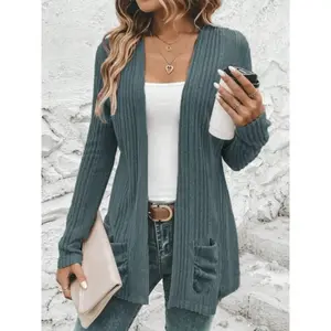 Women's ribbed cardigan, spring and autumn casual long sleeved cardigan, women's knitted Japanese clothingRAIMENTRY