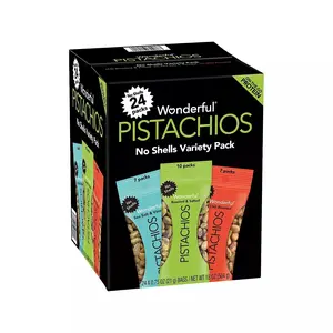 Wonderful Pistachios Variety Pack - No Shells Variety Pack of 24 Bags/Box - 0.75 oz Snack Nut Protein with Delicious Flavor
