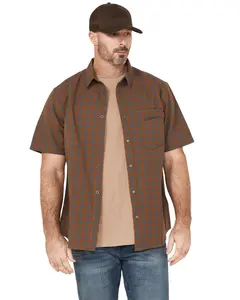 Hawx Men's Men'S Tanaka Plaid Print Short Sleeve Button-Down Shirt - Hxsp25w2-Rucop