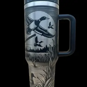 Water Fowl Tumbler 40oz - Features Unique Bird Design & Handle - As shown in the Image Drinkware Mug Bottle Washable Bottled Cup Reusable Coffee