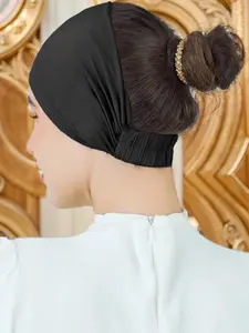 Women's Plain Muslim Elastic Hairband, Wide Headscarf Base Cap, Turban Hijab, Suitable for Daily Sports, Multiple Colors Available