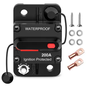 Nilight 200A Circuit Breaker Resettable 12-48V DC Manual Reset w/Copper Wire Lugs Surface Mount Overload Protection for Car Audio Sound Amplifier System RV Marine Boat Truck